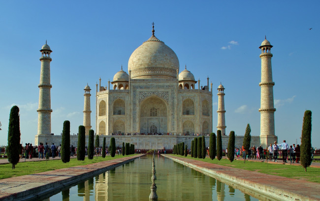 Обои картинки фото города, тадж, махал, индия, мечеть, минареты