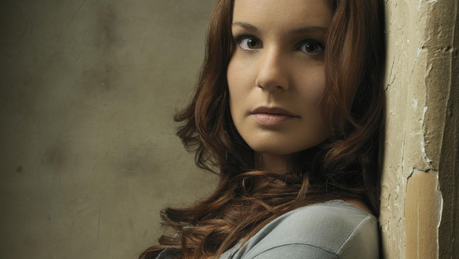 Обои картинки фото девушки, sarah wayne callies, стена, брюнетка