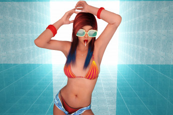 Картинка 3д+графика люди+ people конфета очки фон взгляд девушка