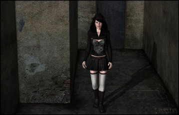 Картинка lordsnot 3д+графика фантазия+ fantasy коридор фон взгляд девушка