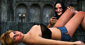 Картинка 3д+графика фантазия+ fantasy фон стрела взгляд девушка