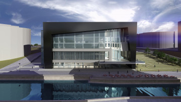 Картинка 3д+графика архитектура+ architecture небо дом бассейн облака