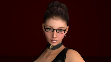 Картинка 3д+графика портрет+ portraits очки фон взгляд девушка