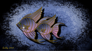 Картинка 3д+графика животные+ animals рыбки фон