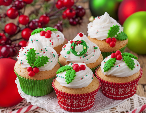 Обои картинки фото еда, пирожные,  кексы,  печенье, новый, год, украшения