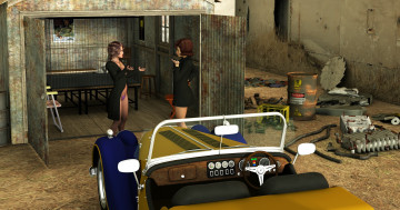 Картинка 3д+графика люди+ people автомобиль фон взгляд девушки