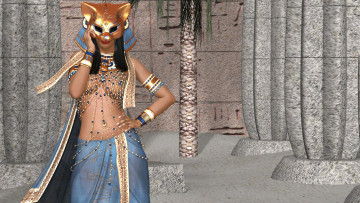 Картинка 3д+графика люди+ people фон взгляд девушка маска