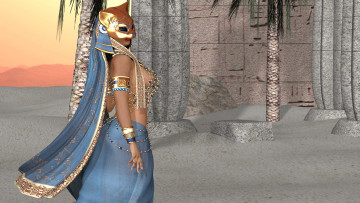 Картинка 3д+графика люди+ people взгляд девушка фон маска