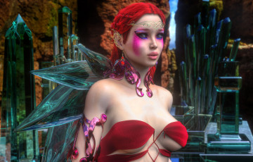 Картинка 3д+графика эльфы+ elves взгляд эльфийка рыжая фон