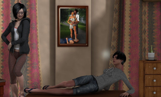 Обои картинки фото 3д графика, люди , people, фон, взгляд, девушки