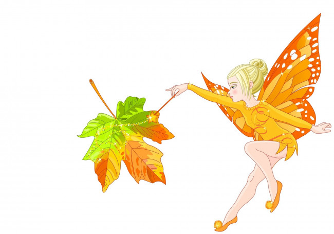 Обои картинки фото векторная графика, другое , other, фея, лист
