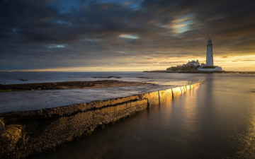 Картинка природа маяки закат пейзаж море маяк