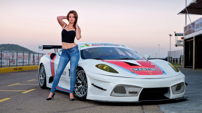 Обои картинки фото автомобили, -авто с девушками, ferrari
