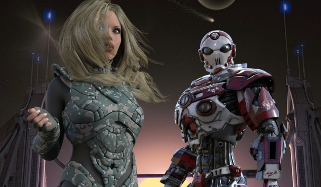 Обои картинки фото 3д графика, фантазия , fantasy, фон, взгляд, девушка