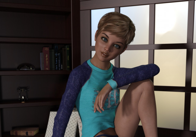 Обои картинки фото 3д графика, люди , people, фон, взгляд, девушка