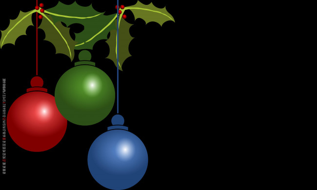 Обои картинки фото календари, праздники,  салюты, ветка, игрушка, шар, черный, фон