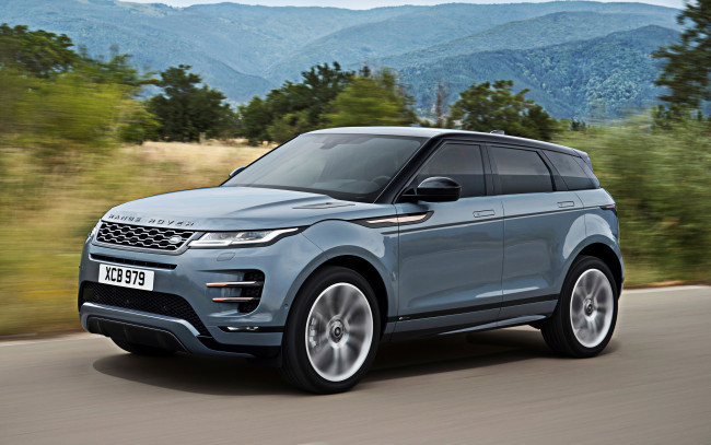 Обои картинки фото 2020 range rover evoque, автомобили, range rover, британские, кроссовер, синий, новый, вид, спереди, 2020, range, rover, evoque, land