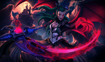 Картинка видео+игры league+of+legends фон девушка магия коса взгляд