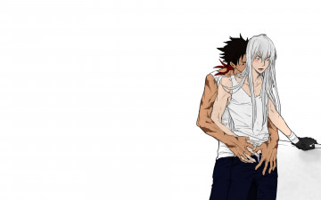 Картинка аниме katekyo+hitman+reborn парни объятия