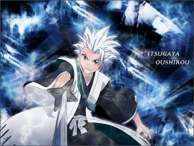 Обои картинки фото аниме, bleach, gotei, 13, меч, оружие, hitsugaya, toushirou, капитан