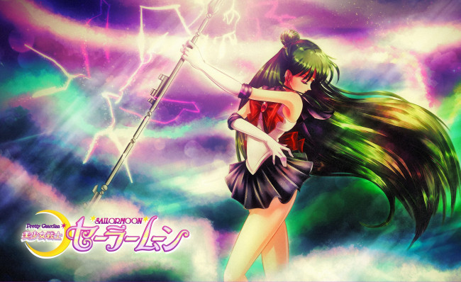 Обои картинки фото аниме, sailor moon, pluto, воин, девушка, посох