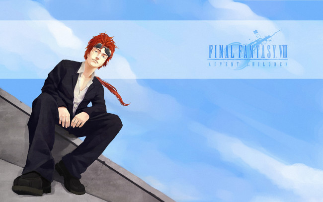 Обои картинки фото аниме, final fantasy, turks, reno, очки, небо