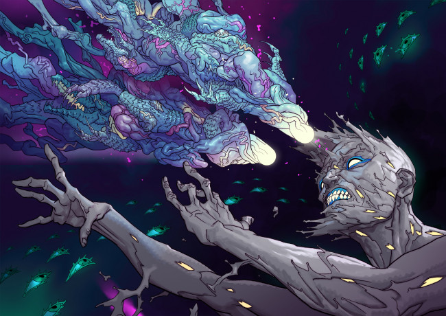 Обои картинки фото рисованное, комиксы, мужчина, фон, руки, крокодил