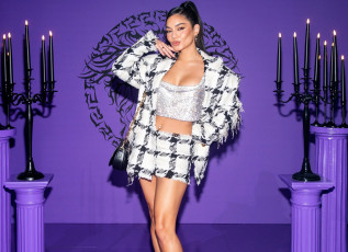 Картинка девушки vanessa+hudgens певица пальто топ юбка свечи