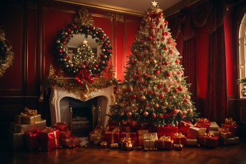 обоя праздничные, новогодний очаг, новый, год