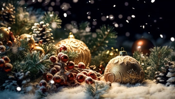 Картинка праздничные украшения новый год рождество
