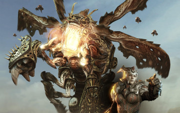 Картинка видео+игры gears+of+war+3 монстр огонь девушка броня