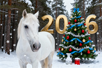 обоя праздничные, - разное , новый год, лошадь, новый, год
