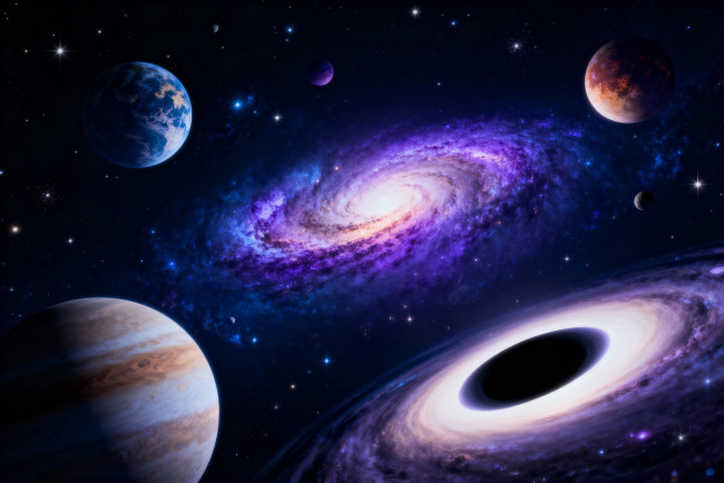 Обои картинки фото космос, арт, чёрная, дыра