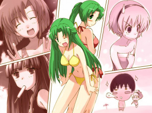 Картинка аниме higurashi no naku koro ni ryuuguu rena sonozaki mion shion houjou satoko maebara keiichi furude rika