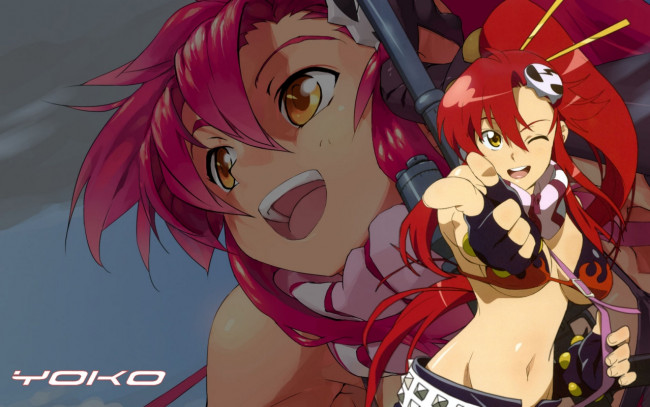Обои картинки фото аниме, tengen, toppa, gurren, lagann, yoko, littner