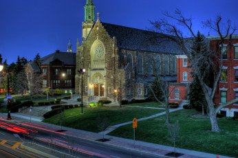 Картинка university heights нью йорк сша города огни ночь здание