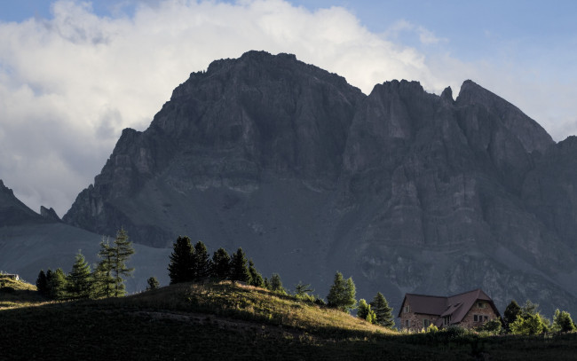Обои картинки фото природа, горы, дом