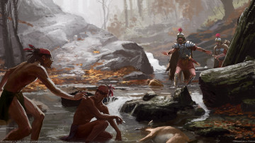 Картинка jim+moore фэнтези люди jim moore индейцы река