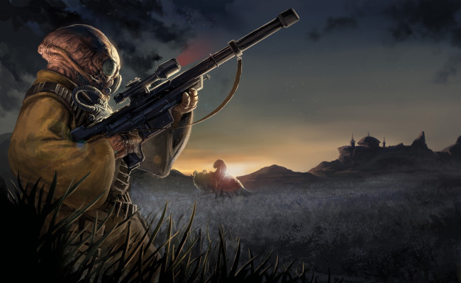 Обои картинки фото фэнтези, существа, винтовка