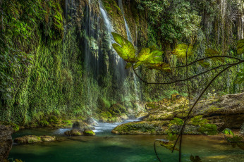 Картинка природа водопады лес река водопад