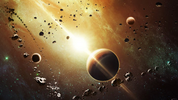 Картинка космос арт планеты галактика вселенная звезды