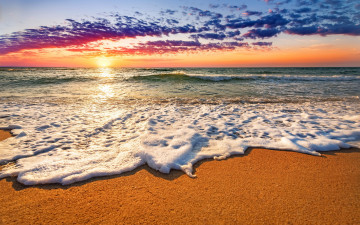 Картинка природа восходы закаты пляж закат clouds sky beach sunset океан море вода пейзаж песок небо облаках landscape nature sand ocean sea water