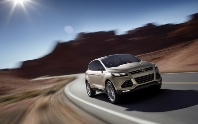 Обои картинки фото автомобили, ford, светлый, скорость, трасса, дорога, форд