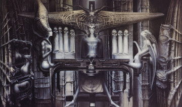 обоя фэнтези, _h,  r,  giger, сюрреализм, гигер