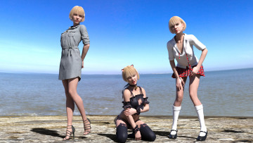 Картинка 3д+графика люди+ people девушки взгляд фон