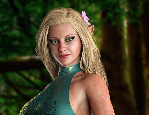 Обои картинки фото 3д графика, эльфы , elves, взгляд, фон, эльфийка