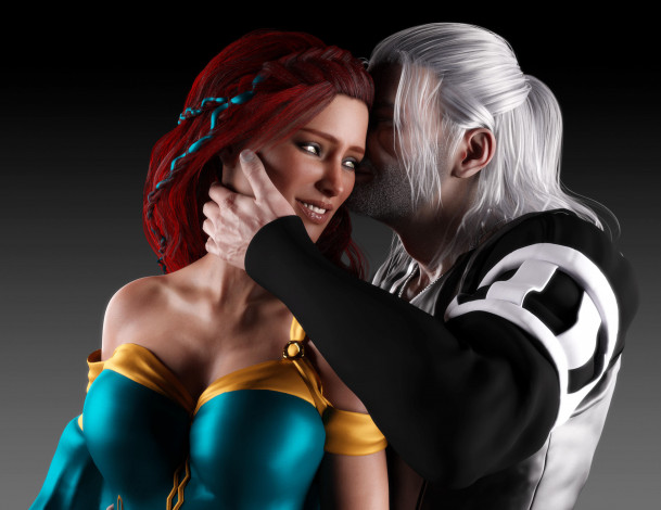 Обои картинки фото 3д графика, романтика , romantics, девушка, взгляд, фон