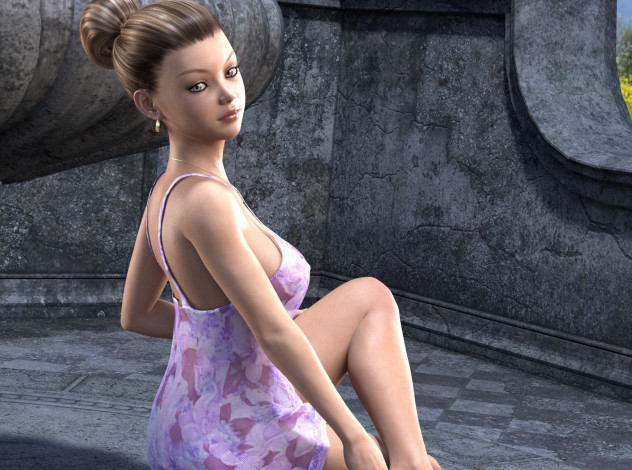 Обои картинки фото 3д графика, люди , people, девушка, взгляд, фон