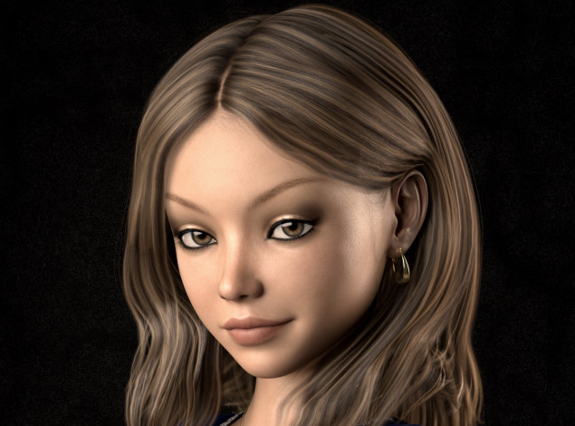 Обои картинки фото 3д графика, портрет , portraits, девушка, взгляд, фон