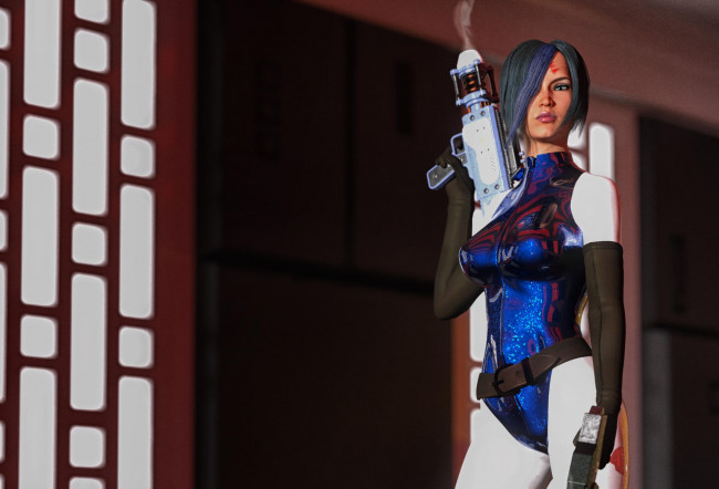 Обои картинки фото 3д графика, фантазия , fantasy, девушка, взгляд, фон